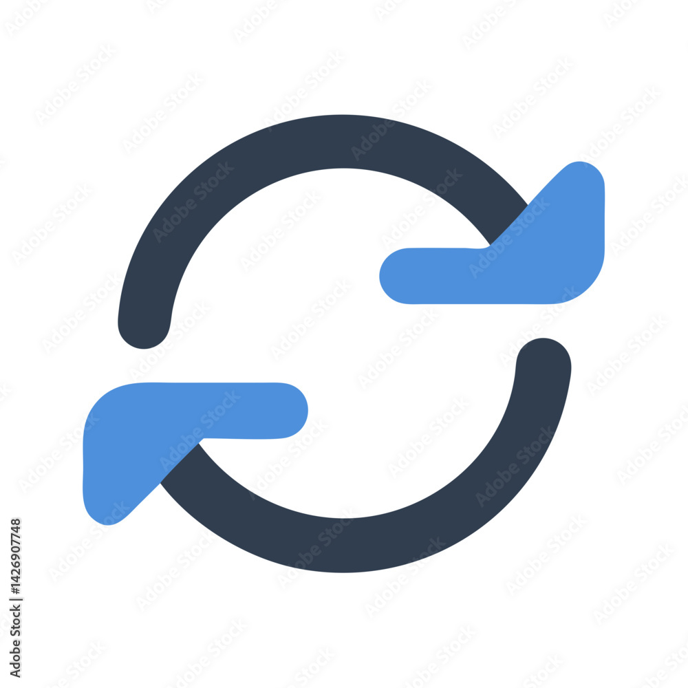 Blue Recycle Icon Isolated on Black Background Illustration Blue Recycle Icon Isolated on Black Background Illustration