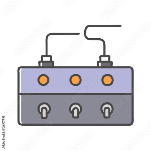 Cartoon guitar effects pedal icon vector on black