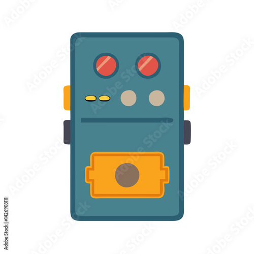 Retro Control Panel with Knobs and Buttons Cartoon