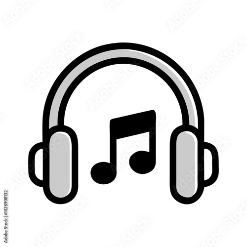 Minimalist Headphones Icon on Black Background for Audio