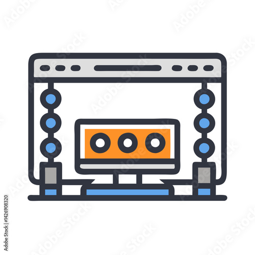 Stage with Speakers and Lighting Icon Illustration