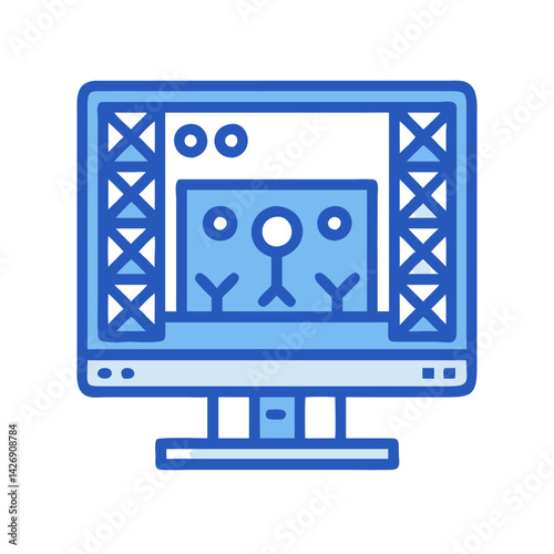 Online concert stage icon, virtual show, event stream