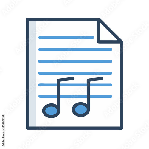 Musical Score Sheet with Notes and Lines Icon