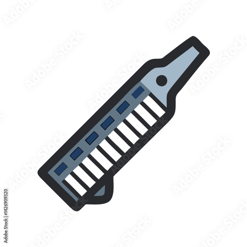 Melodica Keyboard Musical Instrument Icon Isolated on Black