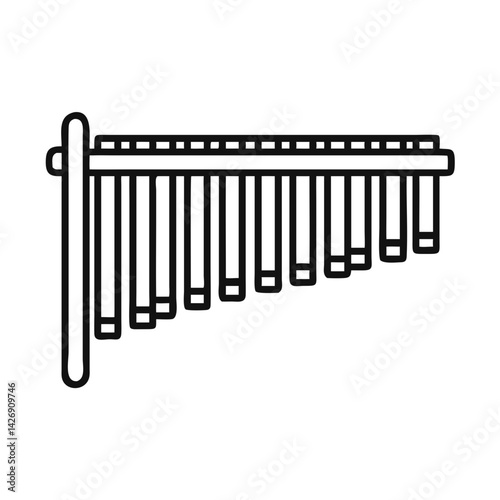 Minimalist Pan Flute Icon on Black Background Design