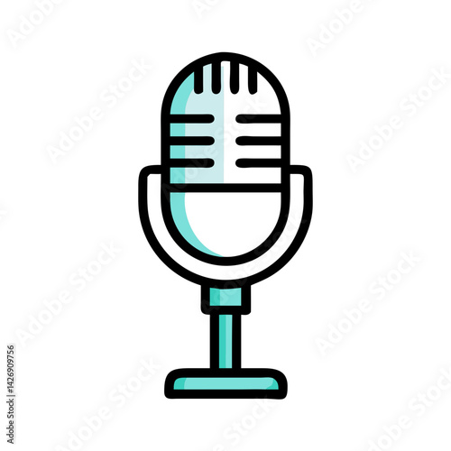 Teal retro microphone illustration on black background image