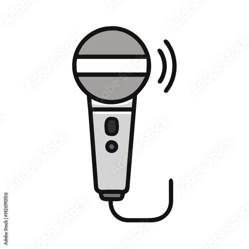 Grey Microphone Illustration: Vocal Recording, Performance, and Broadcasting