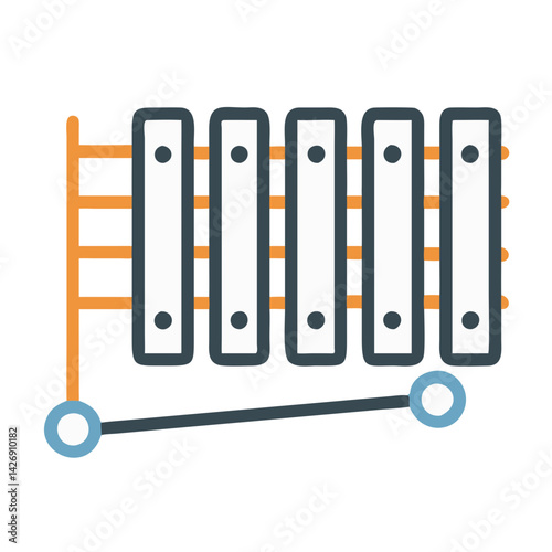 Stylized cartoon xylophone music instrument on black background