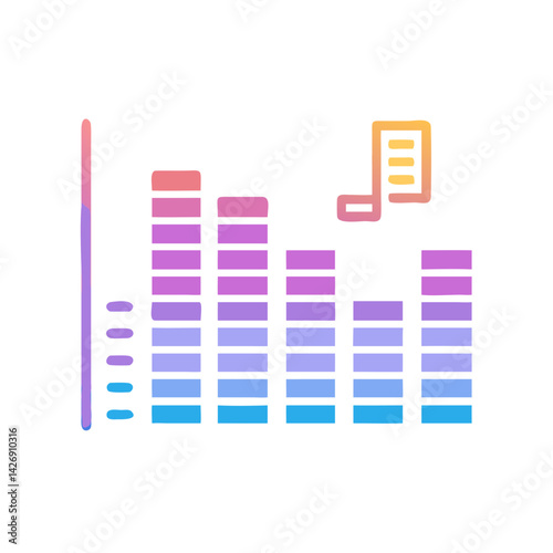 Modern Music Equalizer with Note on Black Background