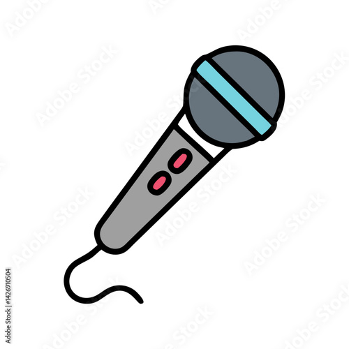Colorful microphone illustration on a clean black background