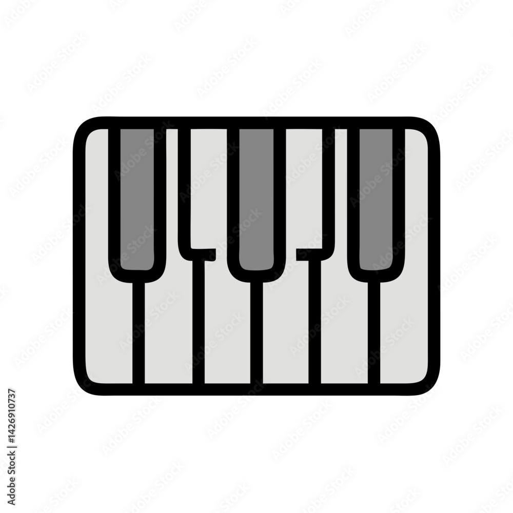 Minimalist piano keys illustration in white and grey