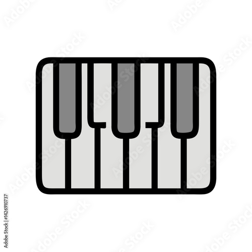 Minimalist piano keys illustration in white and grey