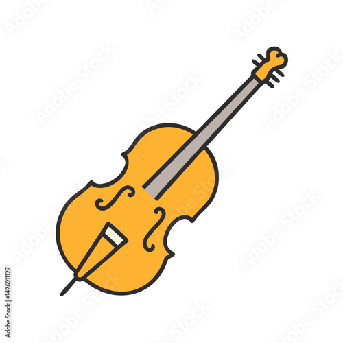 Illustration of a Yellow Cello Against a Black Background