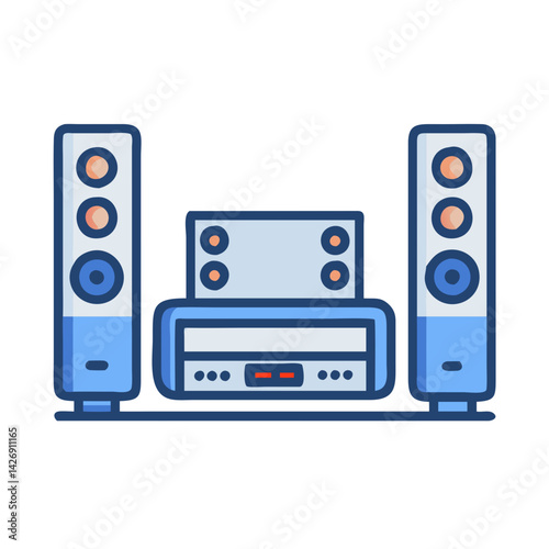 Home theater system vector icon, speakers, stereo, equipment