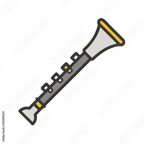 Illustration of Clarinet isolated on Black Background