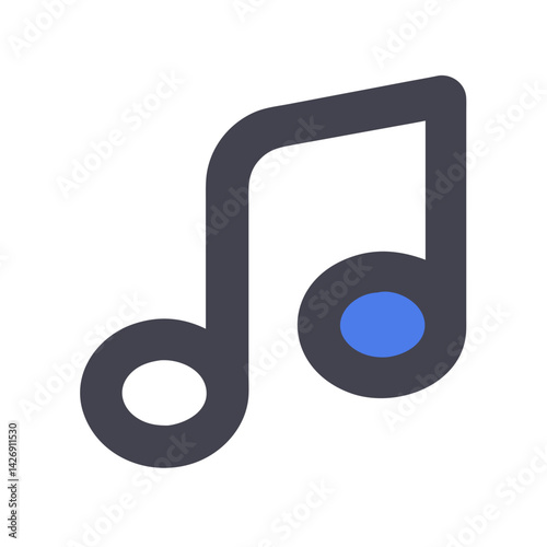 Minimalist Music Note Icon on Black Background Design