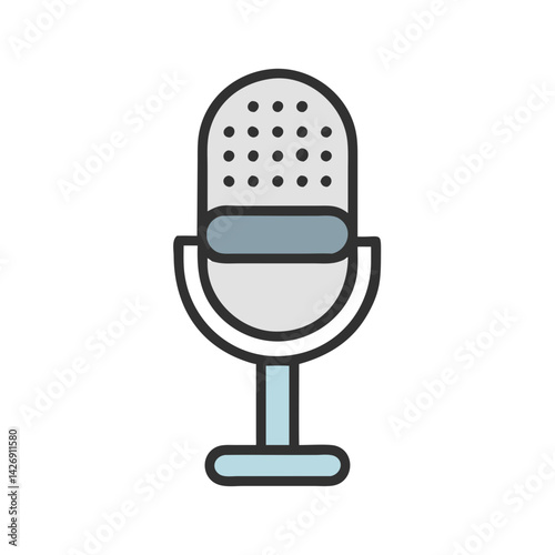 Microphone Illustration for Podcasts, Broadcasts, and Audio Recording