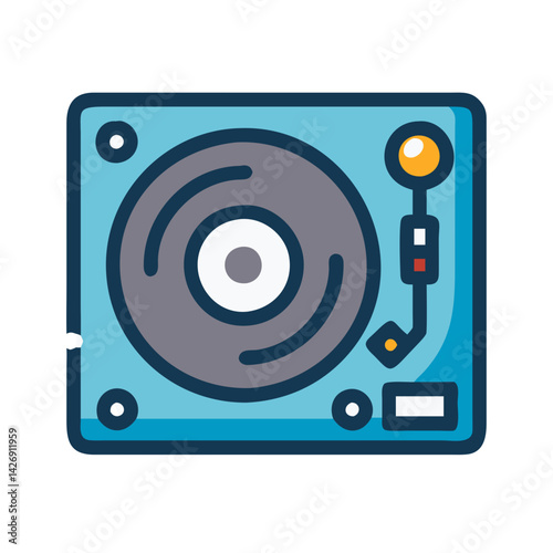 Retro turquoise turntable vector illustration on black background