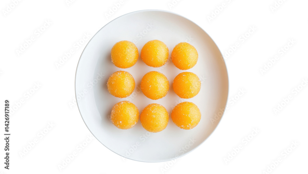Golden Egg Yolks on Plate: Ten vibrant golden egg yolks arranged neatly on a white plate, ready to be used in a variety of culinary creations. Golden Egg Yolks on Plate: Ten vibrant golden egg yolks arranged neatly on a white plate, ready to be used in a variety of culinary creations.