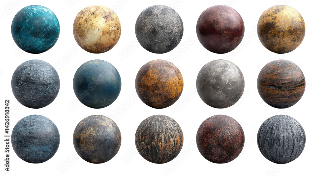 Spherical Universe: A collection of captivating spheres showcase intricate textures and earthy tones, creating an immersive visual journey. Spherical Universe: A collection of captivating spheres showcase intricate textures and earthy tones, creating an immersive visual journey.