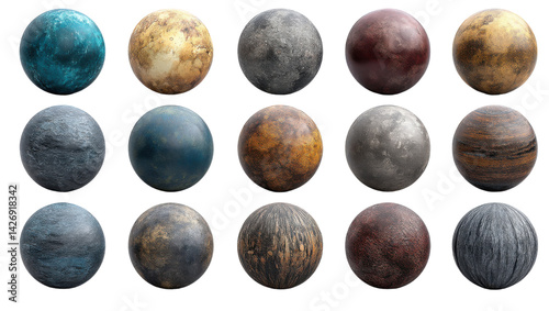 Spherical Universe: A collection of captivating spheres showcase intricate textures and earthy tones, creating an immersive visual journey.