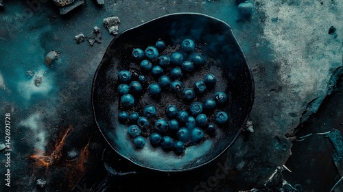 Obraz na płótnie abstract background blueberry close up in bowl w salonie
