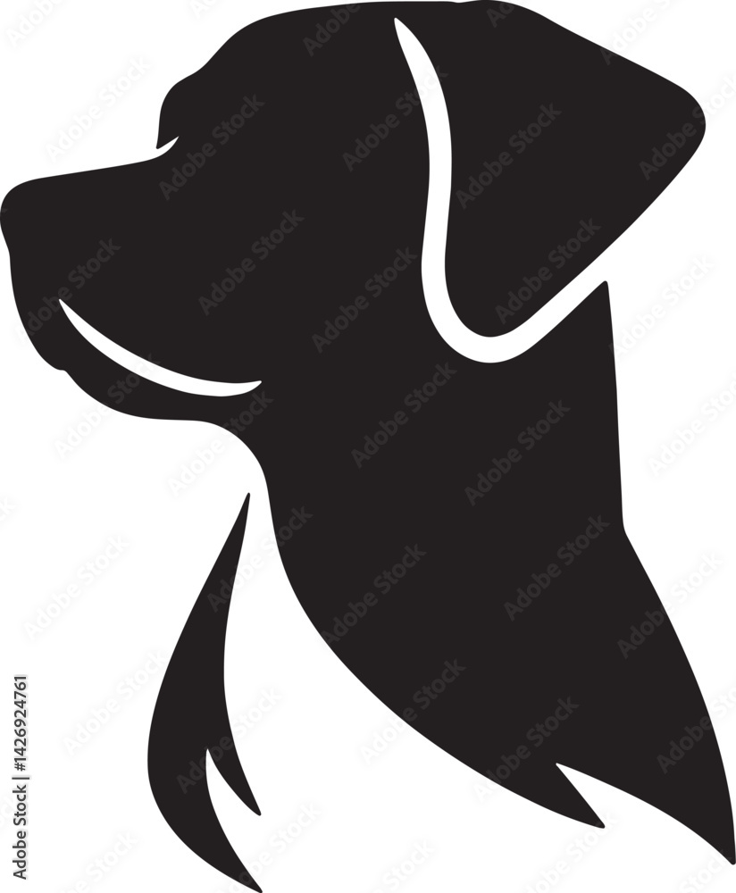 Obraz premium Dog Silhouette in Side Profile – Stylish Black and White Animal Illustration