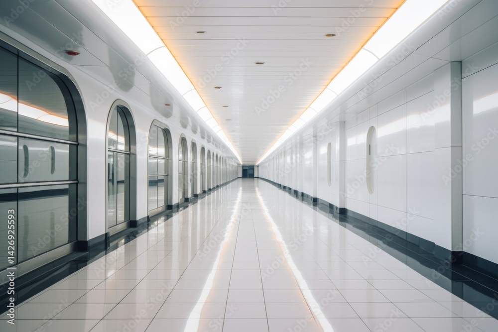 Fototapeta premium photo of a empty long passageway in modern building
