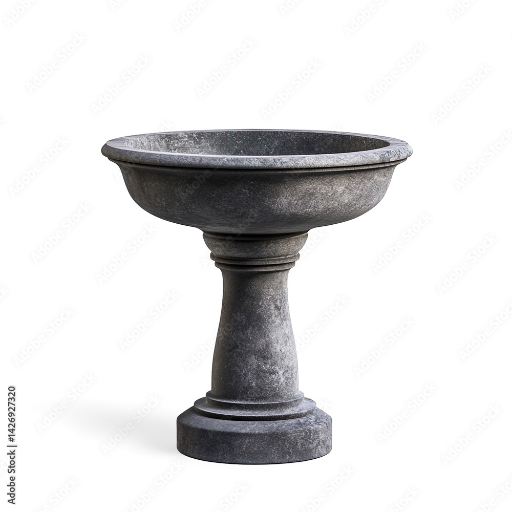Minimalist Stone Birdbath with Pedestal Base on a Transparent Background Minimalist Stone Birdbath with Pedestal Base on a Transparent Background