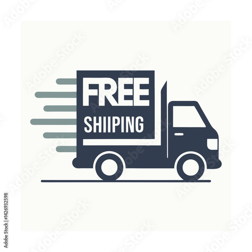 Dynamic Truck Silhouette with Free Shipping Text