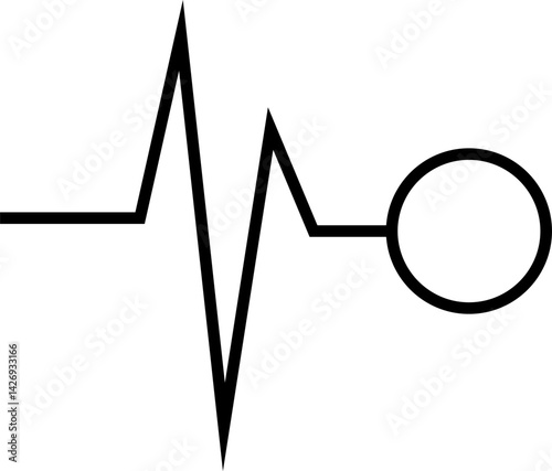 Heartbeat with Circle Node Icon Representing Health Monitoring – Transparent Background.