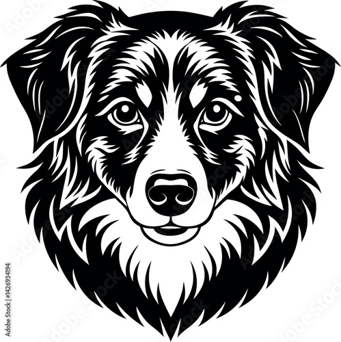 Australian Shepherd Portrait Clipart File for Cut