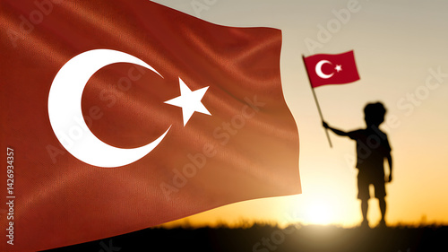 turkish flag on the sky