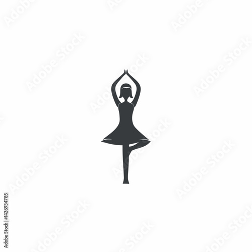 Woman in tree pose silhouette practicing yoga for wellness and healthy lifestyle