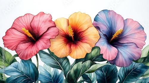 Wallpaper Mural Colorful hibiscus flower vector art photo Torontodigital.ca