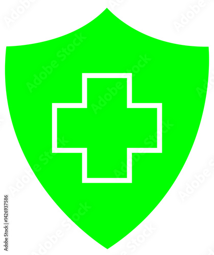 Medical Shield Icon Representing Health Protection and Security – Transparent Background.