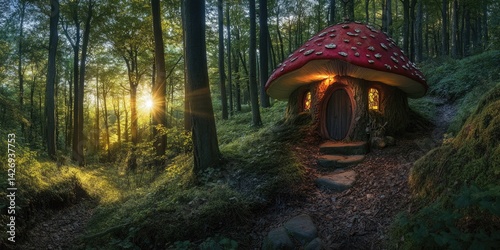 Mushroom House in Forest