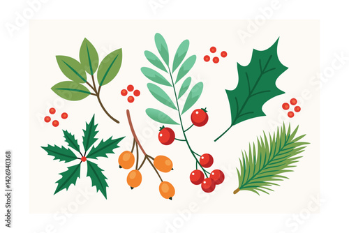 vector illustration of a christmas background with holly