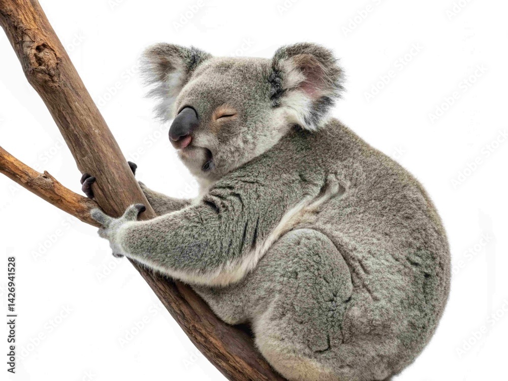 Obraz premium koala in tree Koala on a Tree: Adorable Wildlife Art with Ears and Paws