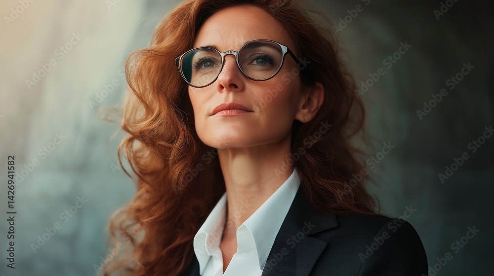 business woman wearing glasses in the office