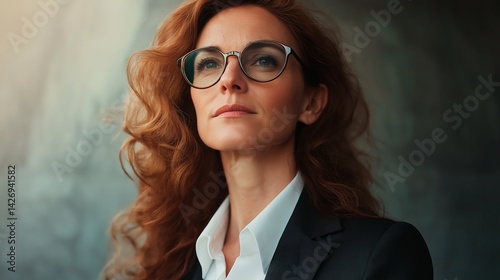 Obraz na płótnie business woman wearing glasses in the office w salonie
