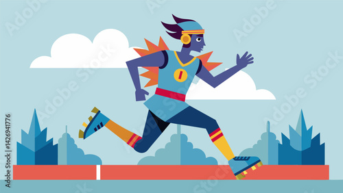 A rollerblader dressed in elaborate costume navigating through the obstacles of the marathon their performance adding an element of entertainment to. Vector illustration