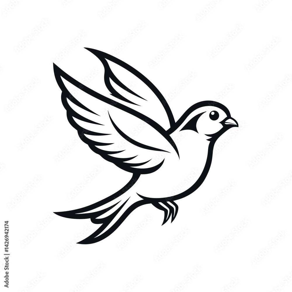 Flying Sparrow Outline Flying Sparrow Outline