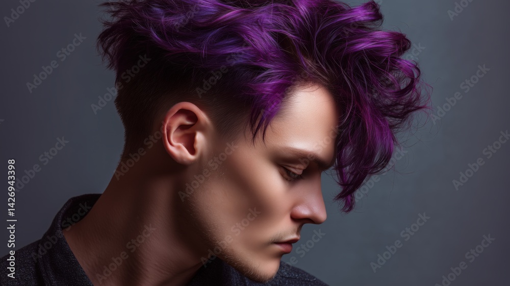 Fototapeta premium Peacock Bright Purple Color Melt for man.
