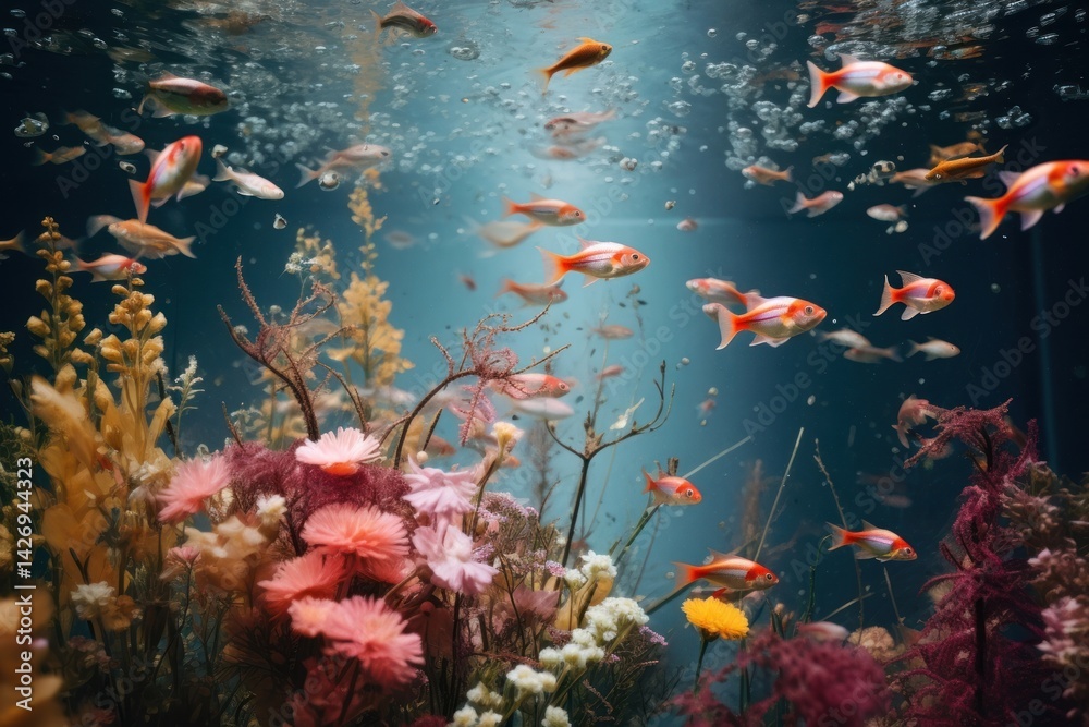Fototapeta premium Under water fish aquarium outdoors.