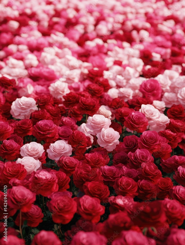 Fototapeta premium Red and White Roses in Field