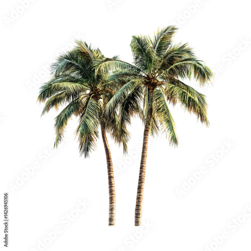 Tall Palm Trees Against Transparent Background