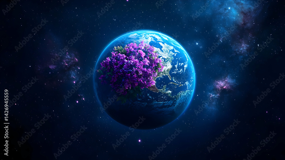 Obraz premium Digital Illustration Of Glowing Earth In Space