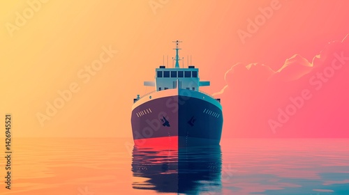 Obraz na płótnie ship with red and pink lines. w salonie