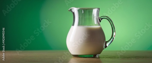 Obraz na płótnie Milk in pitcher jug on green background. w salonie
